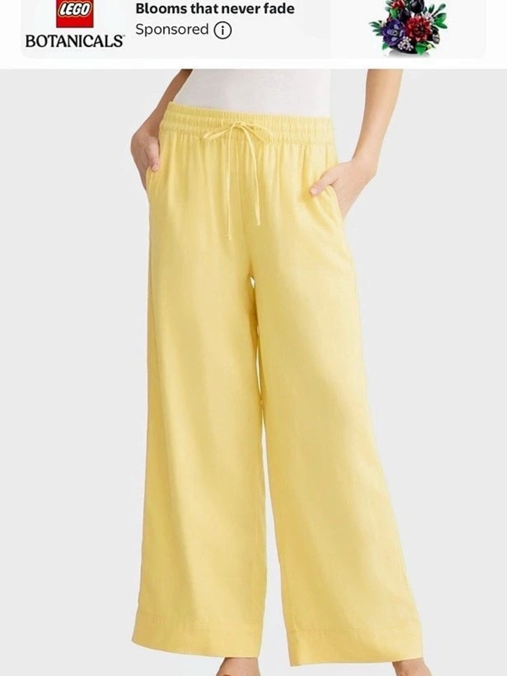 Time and Tru Women's Wide Leg Linen Blend Pants Wide Leg Linen Blend Pants in